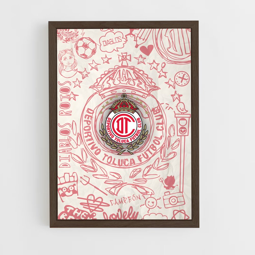 ap-deportivo toluca fc-7 cadre Bois foncé