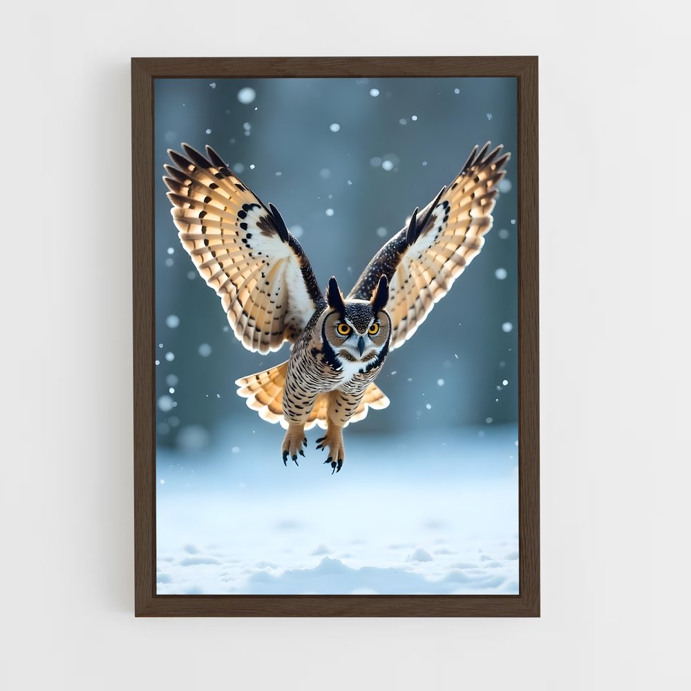 ap-great horned owl-4 cadre Bois foncé