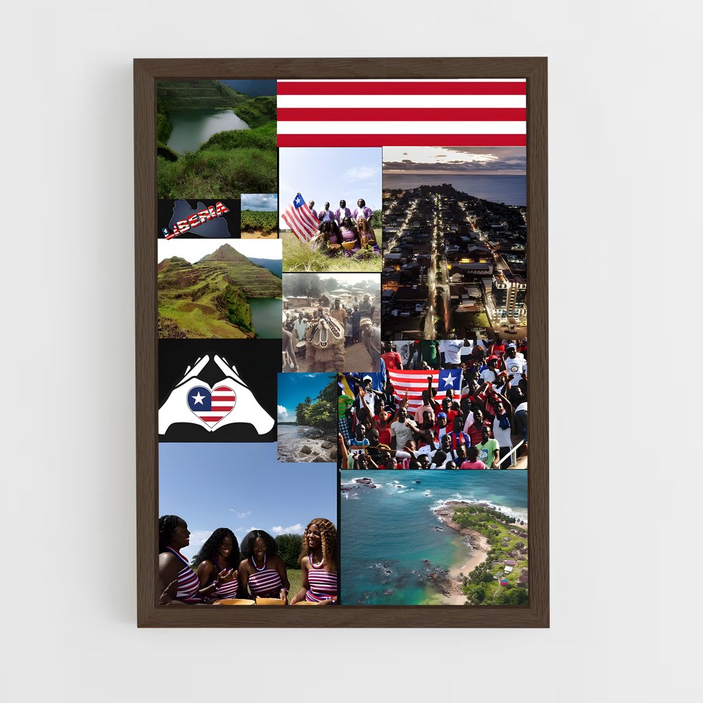 ap-liberia flag-1 cadre Bois foncé