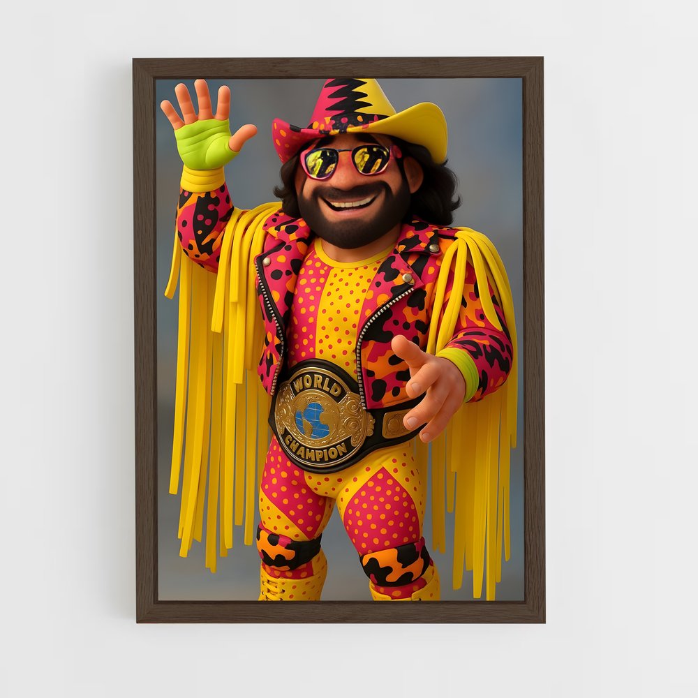 ap-macho man randy savage-5 cadre Bois foncé