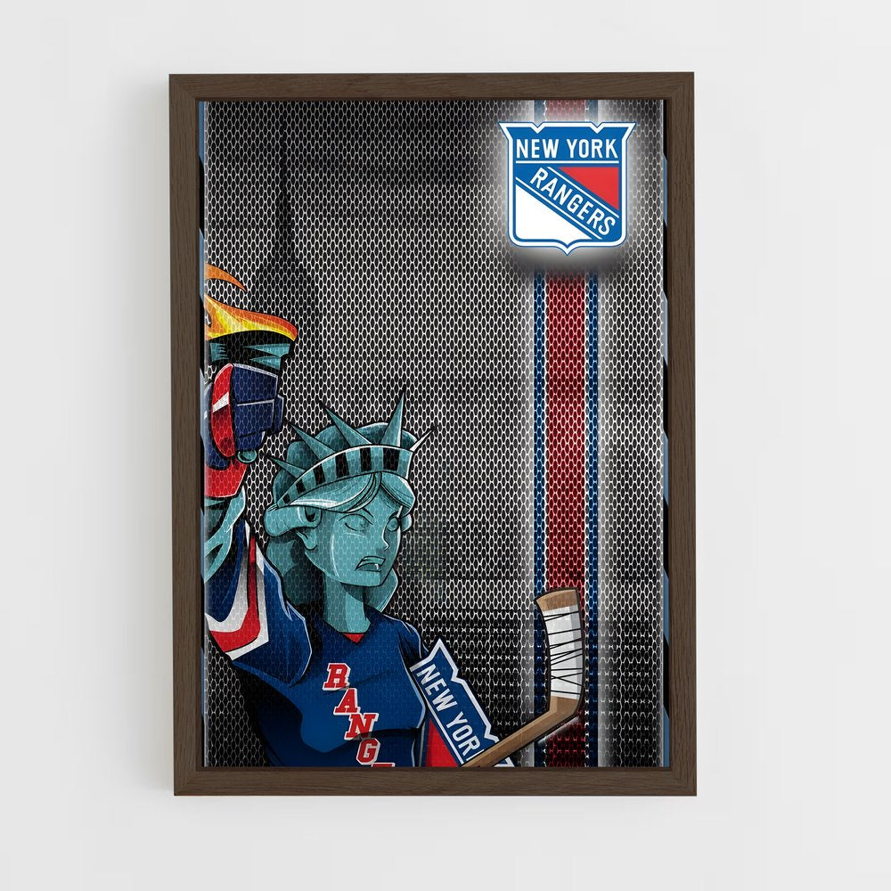 ap-new york rangers-9 cadre Bois foncé