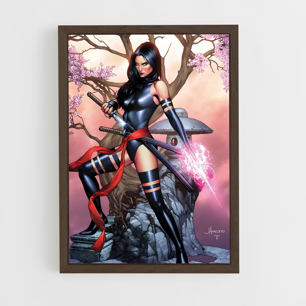 ap-psylocke x-men-10 cadre Bois foncé