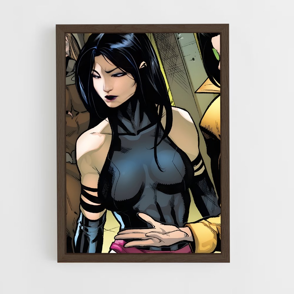 ap-psylocke x-men-4 cadre Bois foncé