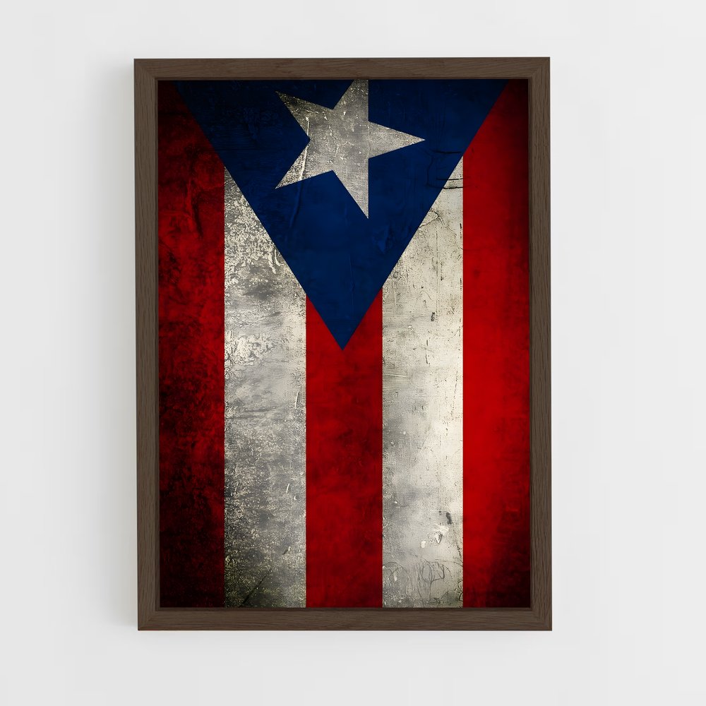 ap-puerto rico flag-2 cadre Bois foncé