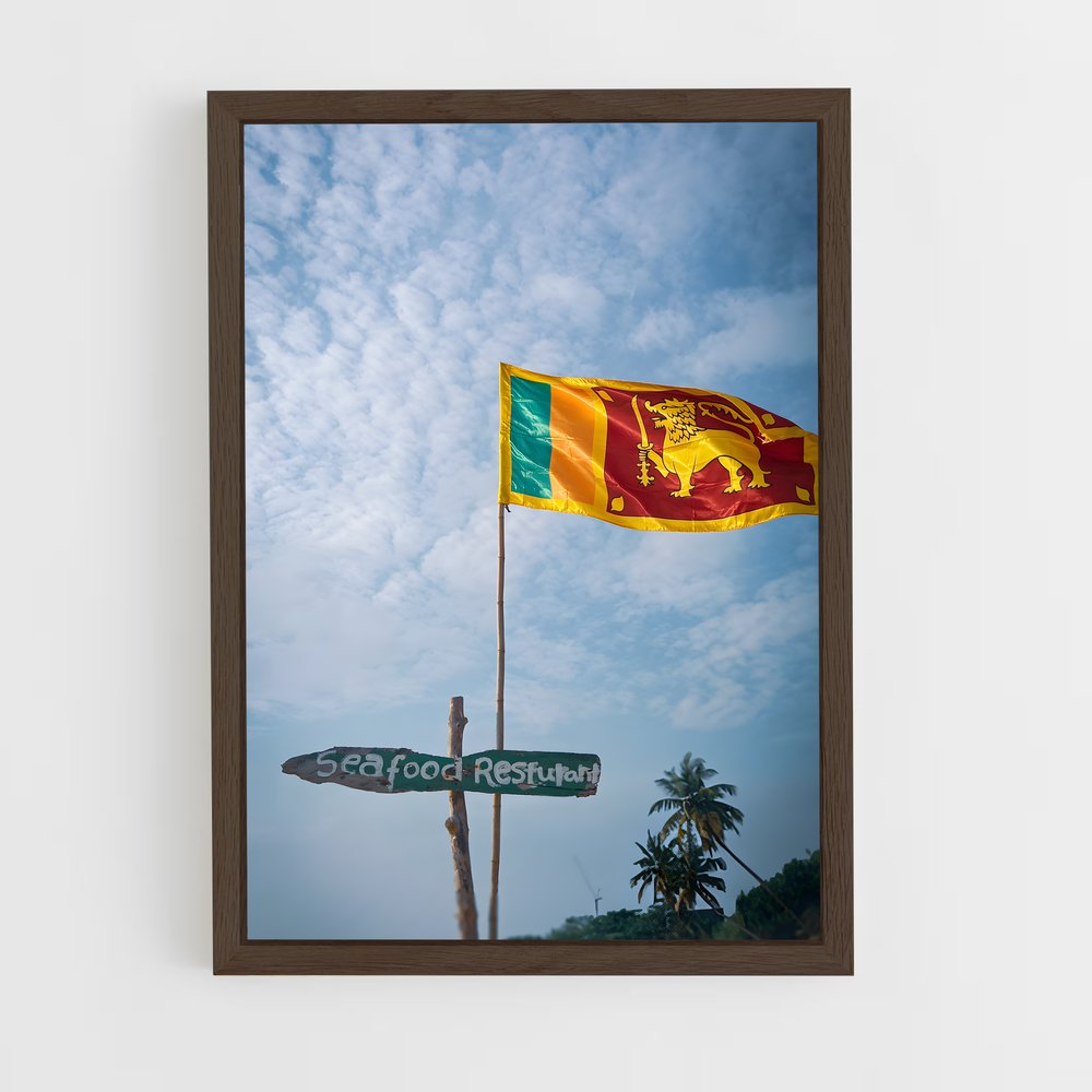 ap-sri lanka flag-1 cadre Bois foncé