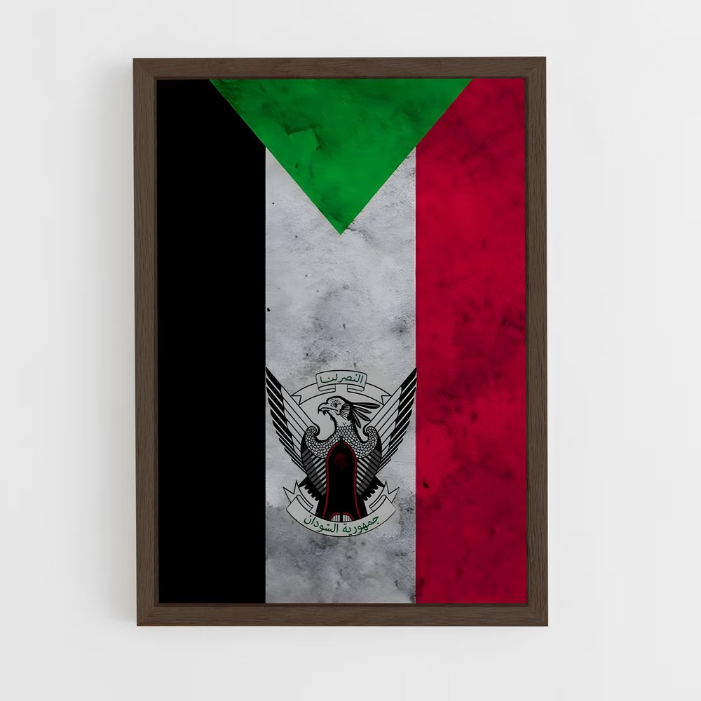 ap-sudan flag-2 cadre Bois foncé