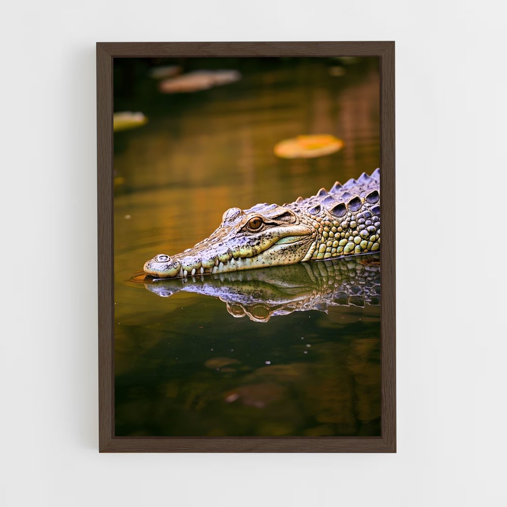 crocodile-2 cadre Bois foncé