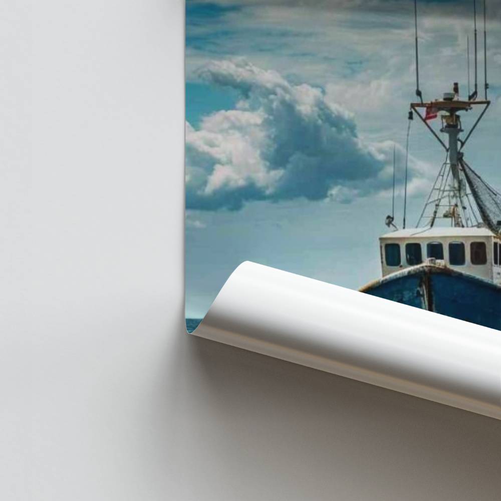 Poster Barco de pesca do horizonte