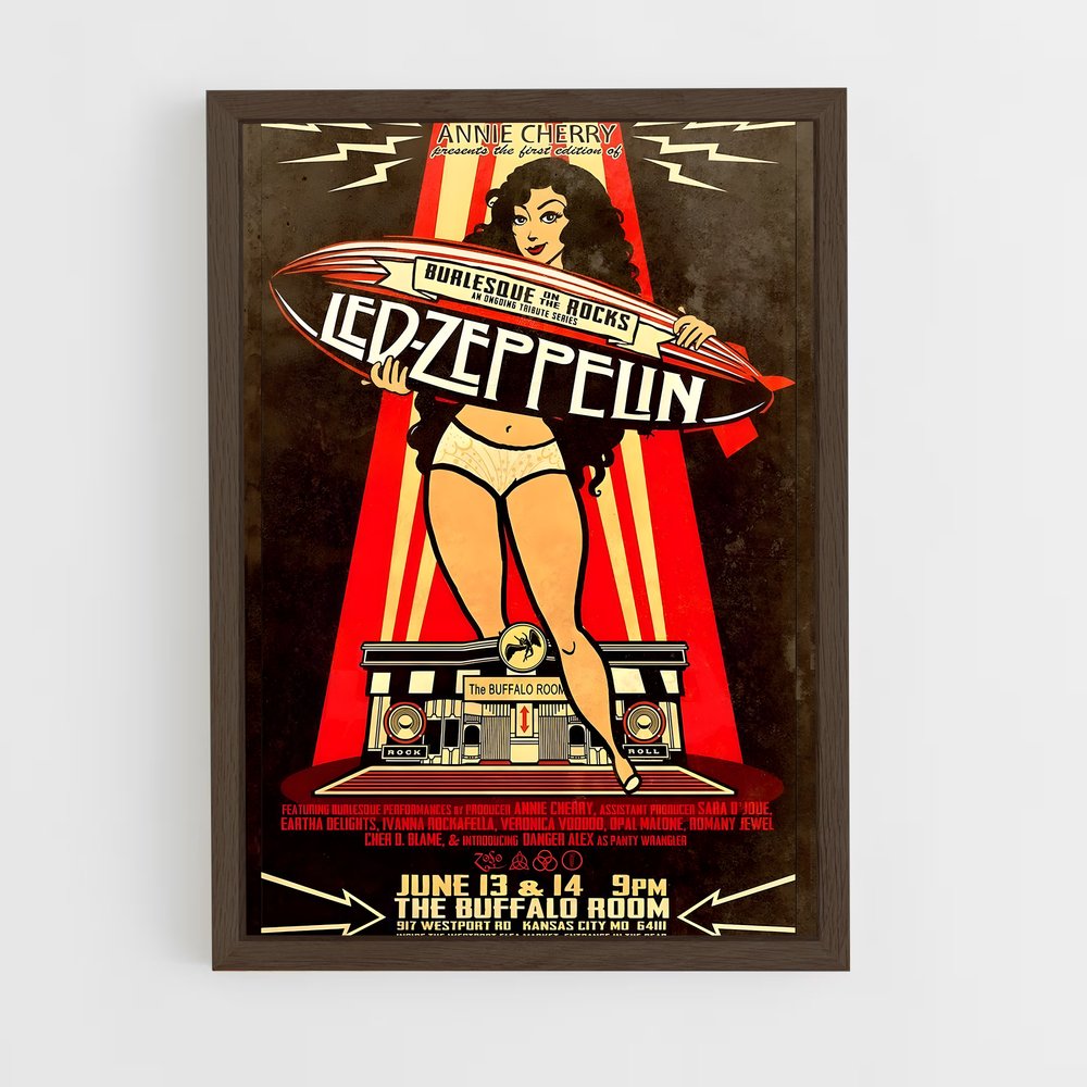 led-zeppelin-2 cadre Bois foncé