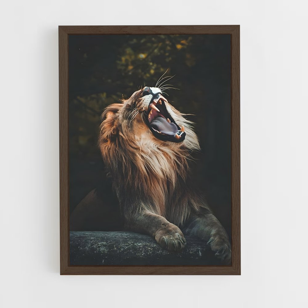 lion-4 cadre Bois foncé