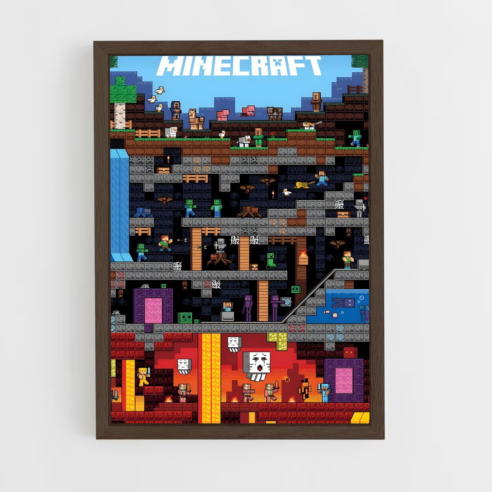 minecraft-5 cadre Bois foncé