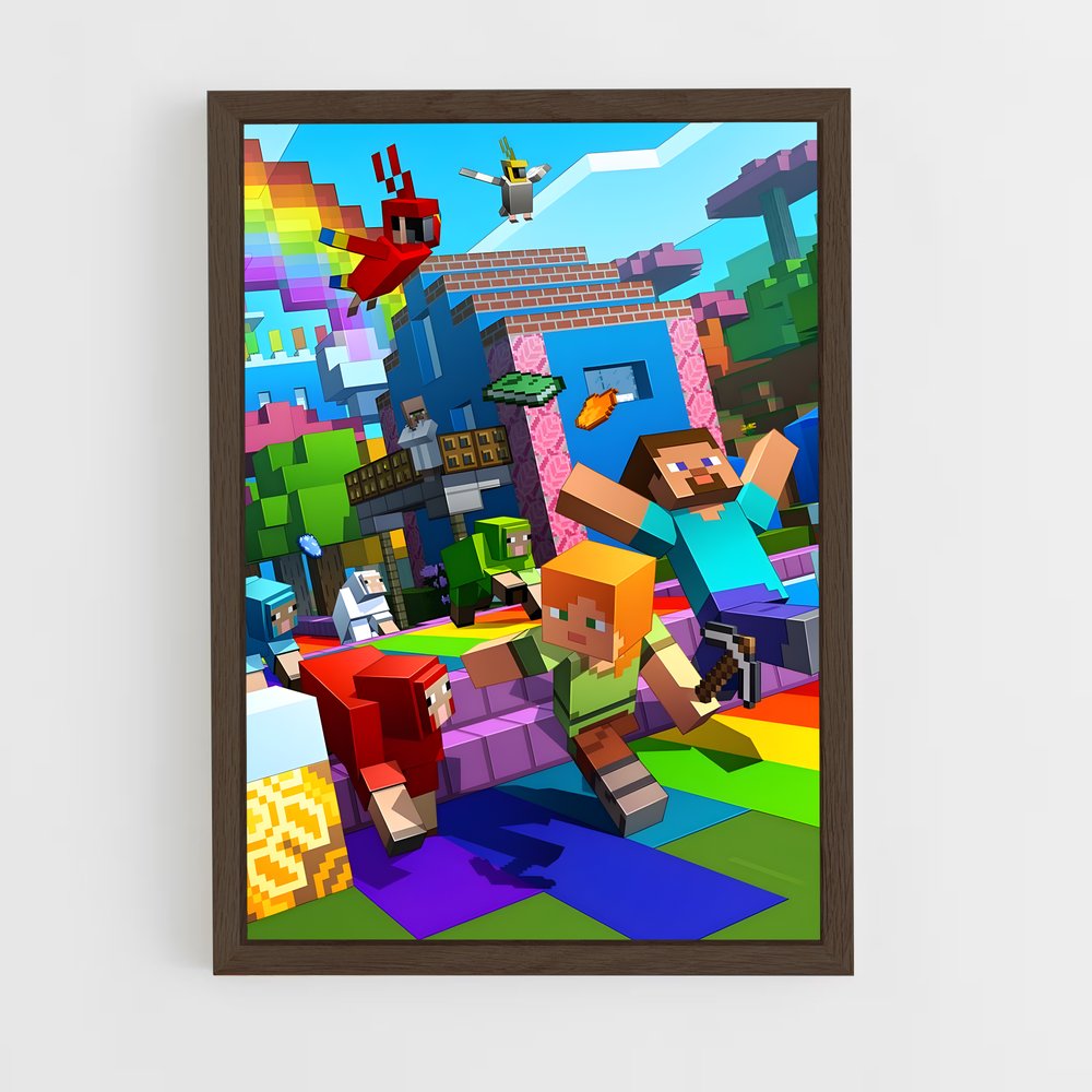 minecraft-9 cadre Bois foncé