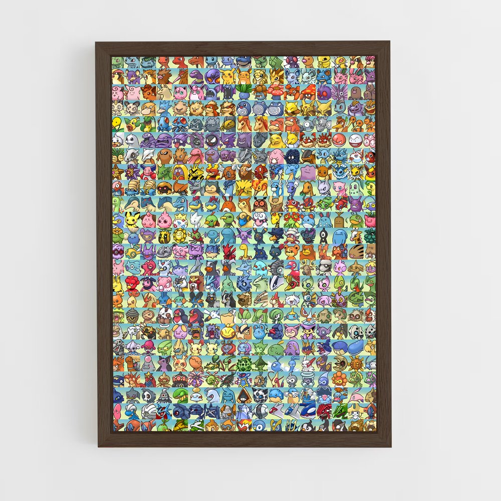 pokemon-7 cadre Bois foncé