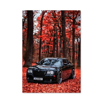 Poster Voiture Noire en Automne