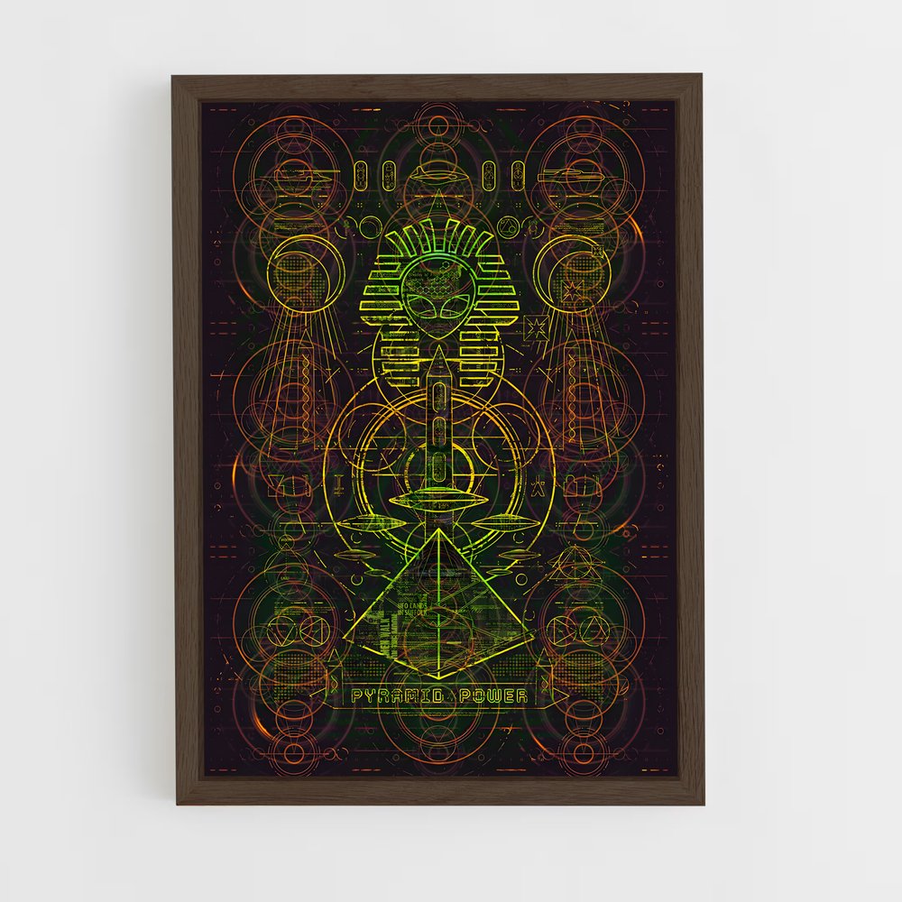 ap-alien hieroglyphs-3 cadre Bois foncé