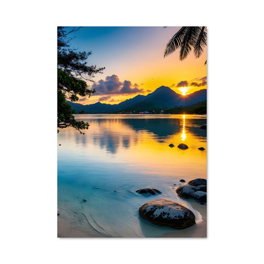 Poster Coucher de Soleil Anse Lazio