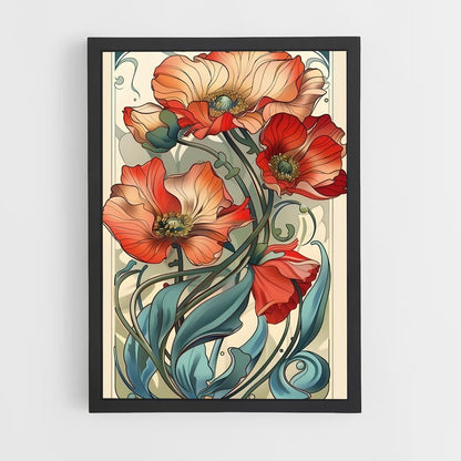 ap-art nouveau florals-9 cadre Noir
