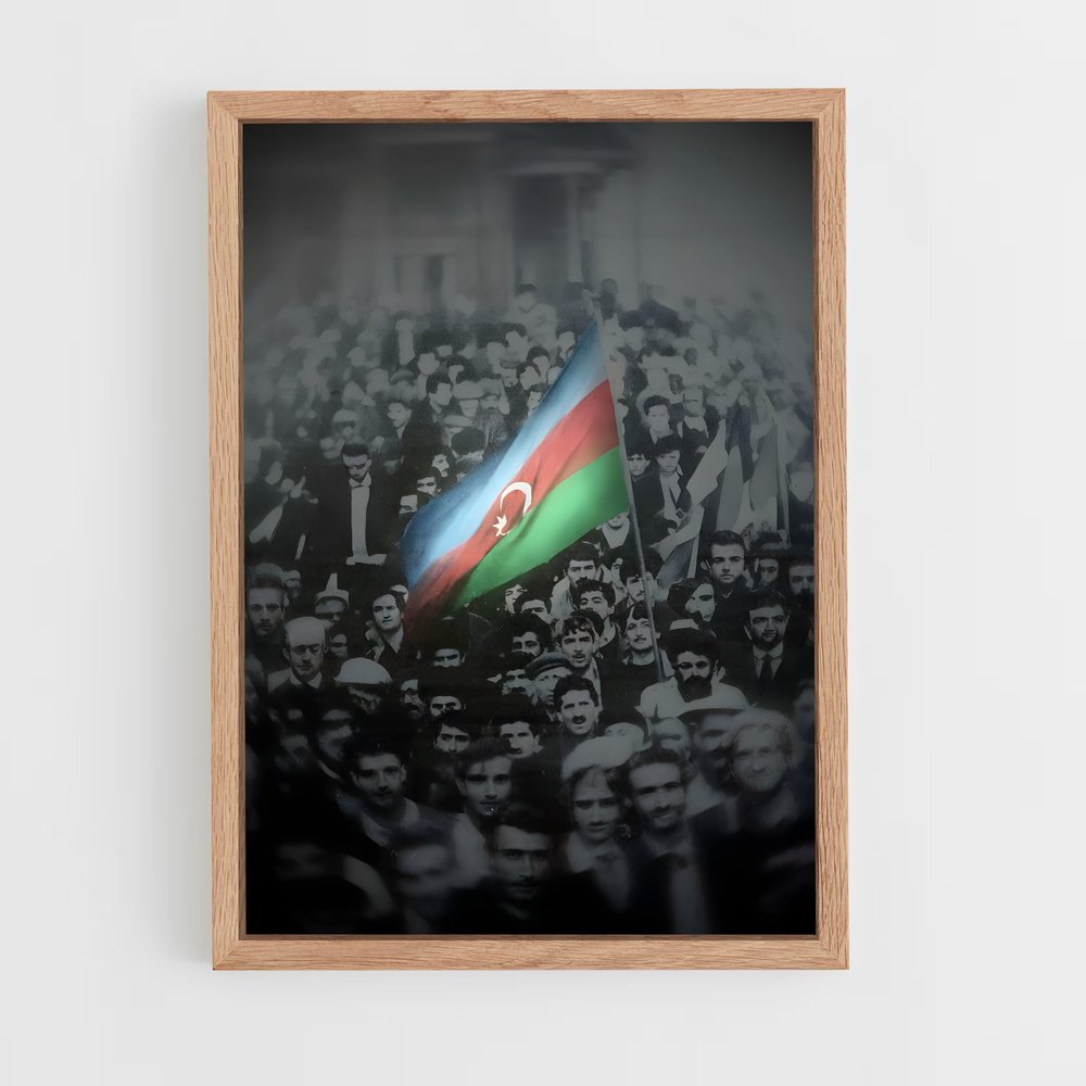 ap-azerbaijan flag-1 cadre Bois clair