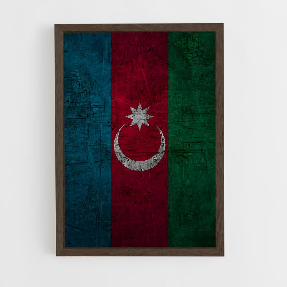ap-azerbaijan flag-3 cadre Bois foncé