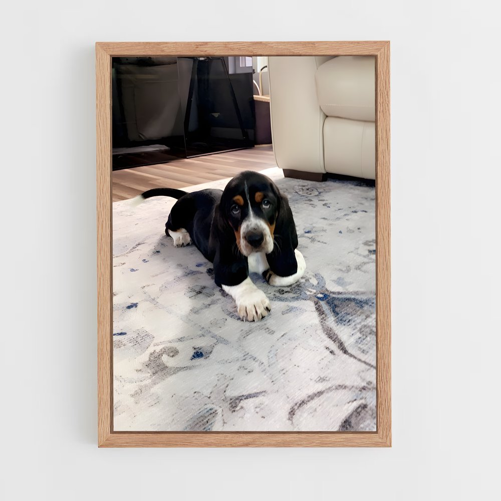 ap-basset hound-2 cadre Bois clair
