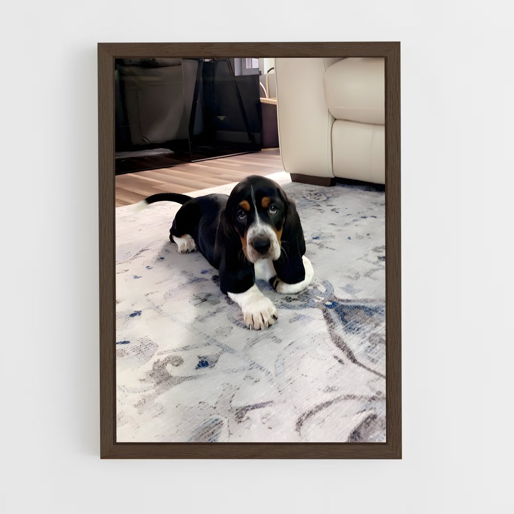 ap-basset hound-2 cadre Bois foncé