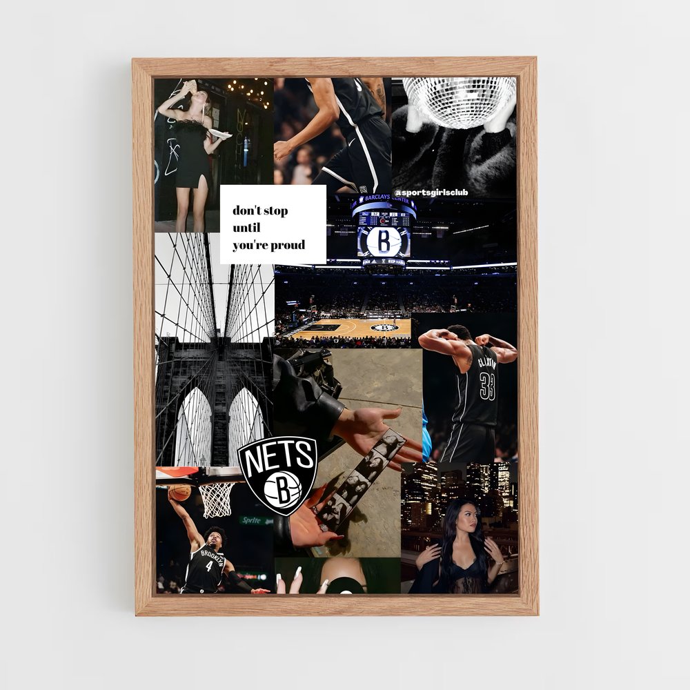 ap-brooklyn nets-6 cadre Bois clair