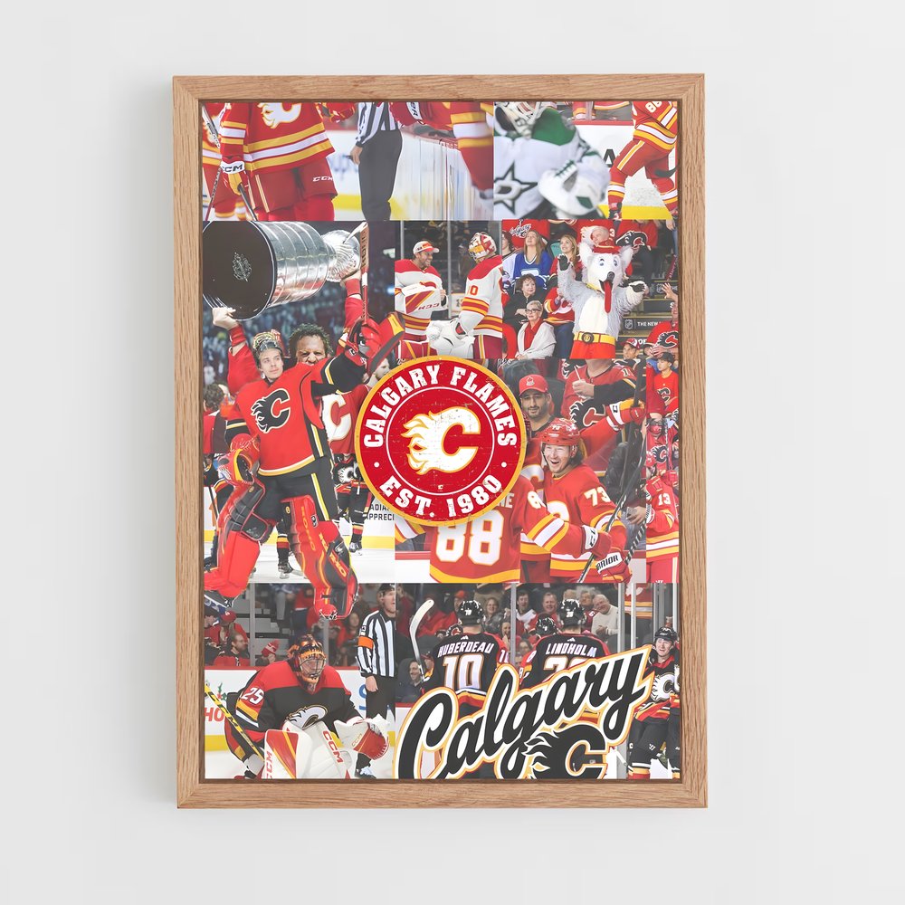 ap-calgary flames-1 cadre Bois clair