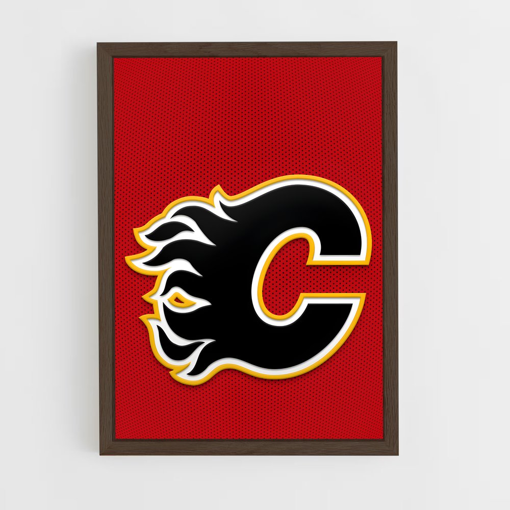 ap-calgary flames-12 cadre Bois foncé