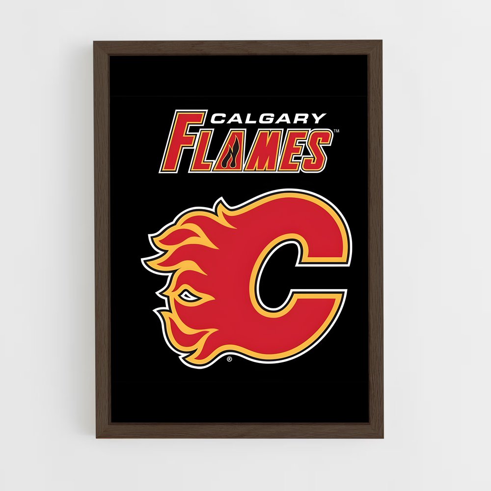 ap-calgary flames-3 cadre Bois foncé