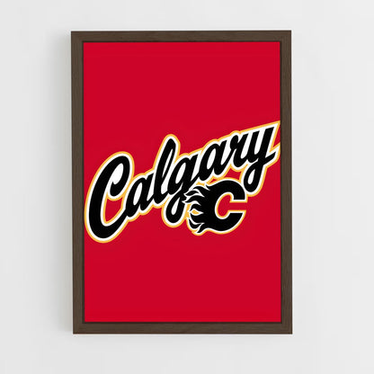 ap-calgary flames-9 cadre Bois foncé