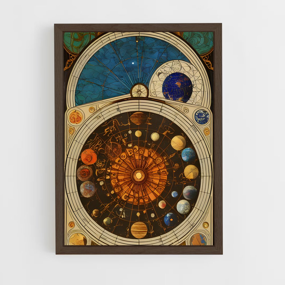 ap-celestial map-4 cadre Bois foncé