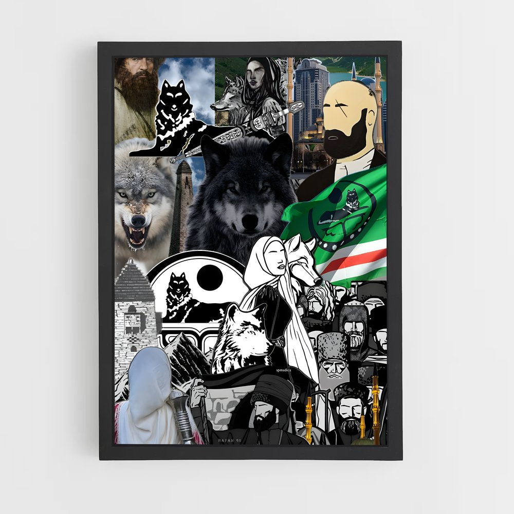 ap-chechnya flag-4 cadre Noir