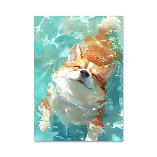 Poster Corgi Aquatique