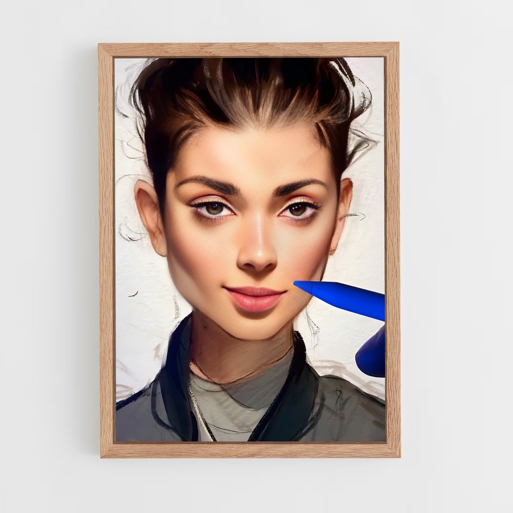 ap-digital painting-3 cadre Bois clair