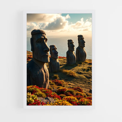 ap-easter island moai-10 cadre Blanc