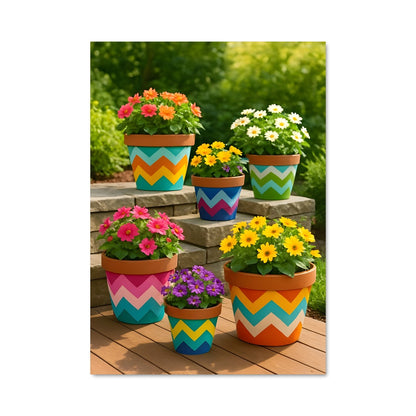 Poster Pots de Fleurs Colorés