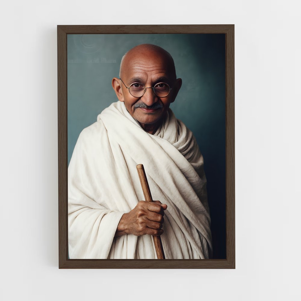 ap-gandhi-1 cadre Bois foncé