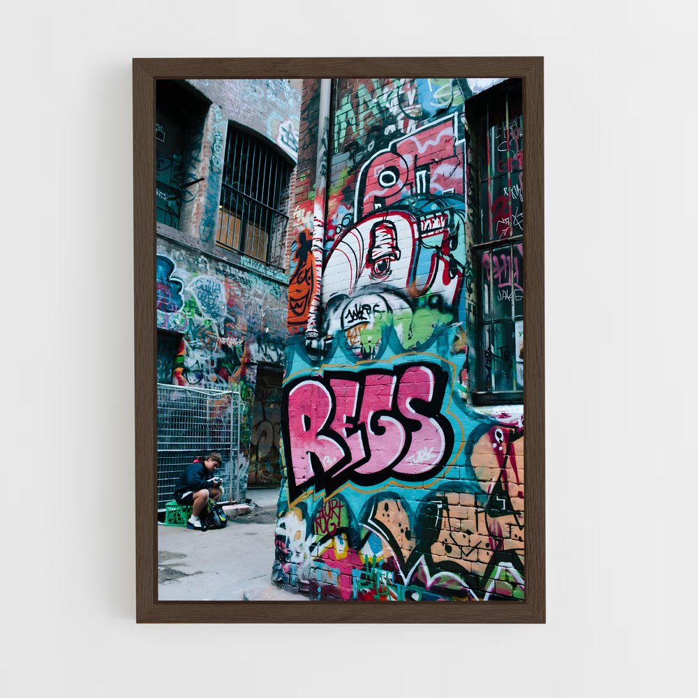 ap-graffiti art-15 cadre Bois foncé