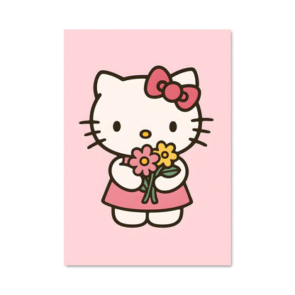 Poster Hello Kitty en Fleurs