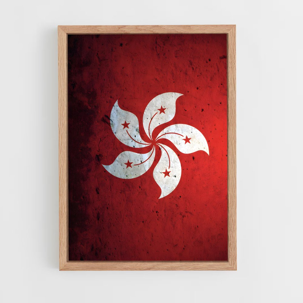 ap-hong kong flag-3 cadre Bois clair