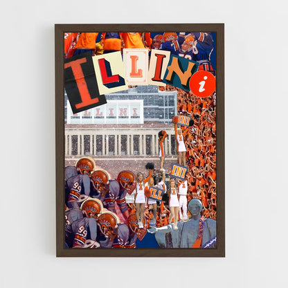 ap-illinois fighting illini-4 cadre Bois foncé