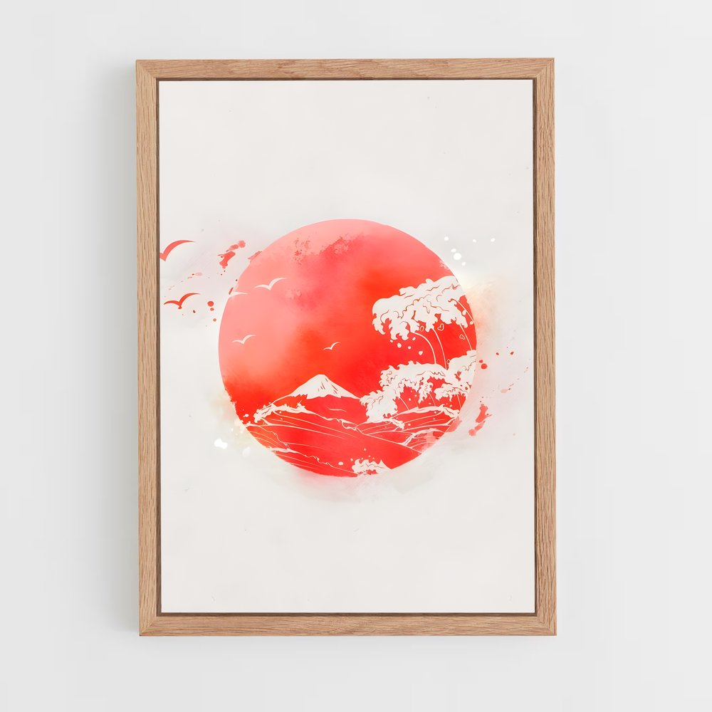 ap-japan flag-1 cadre Bois clair