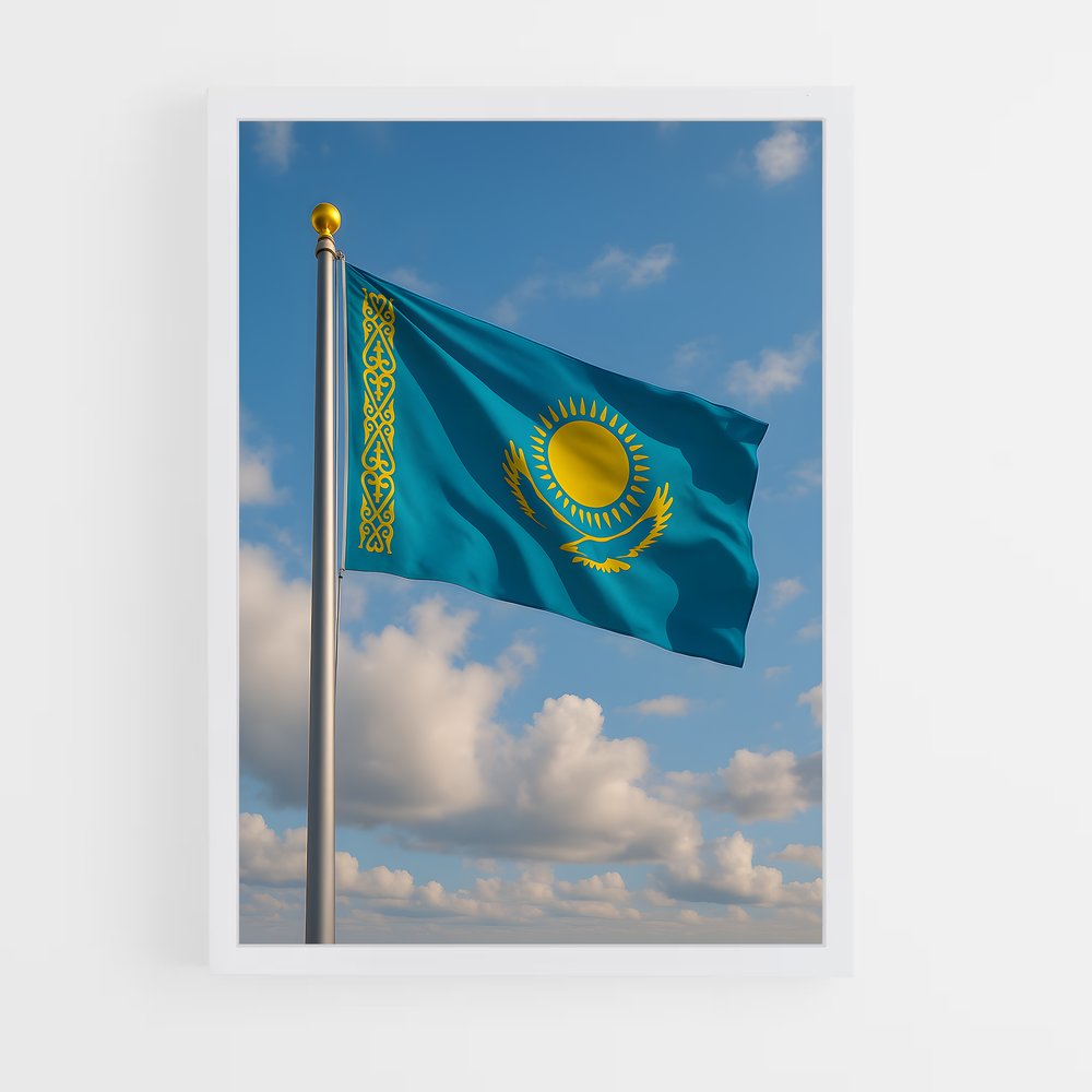 ap-kazakhstan flag-1 cadre Blanc