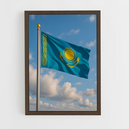 ap-kazakhstan flag-1 cadre Bois foncé