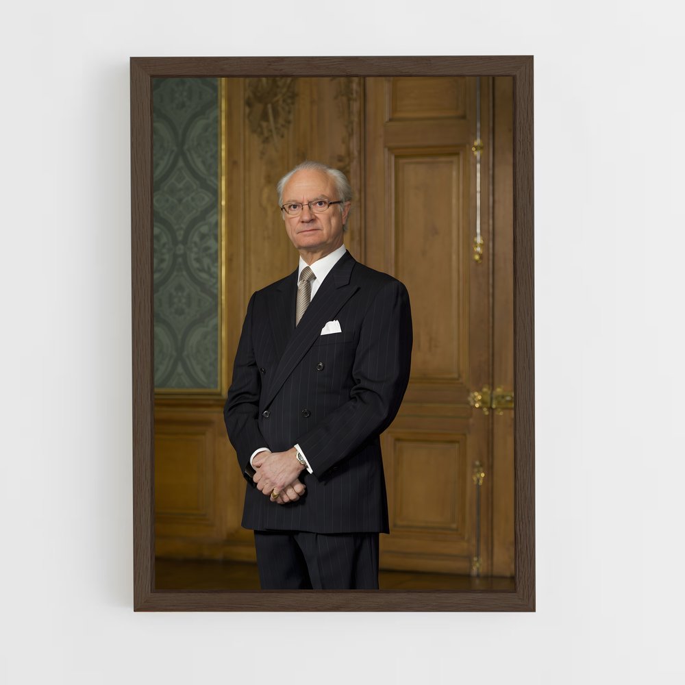 ap-king carl xvi gustaf-6 cadre Bois foncé