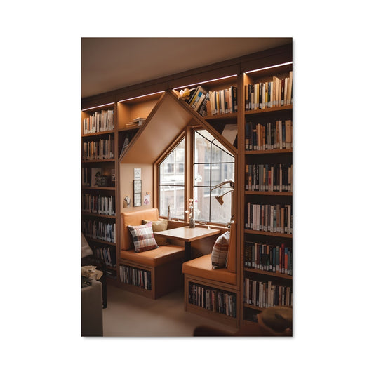 Poster Fenêtre sur Bibliothèque