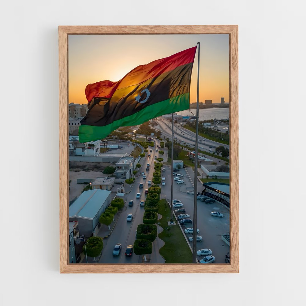 ap-libya flag-2 cadre Bois clair