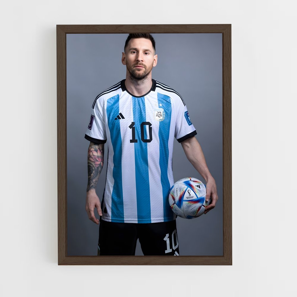 ap-lionel messi-8 cadre Bois foncé