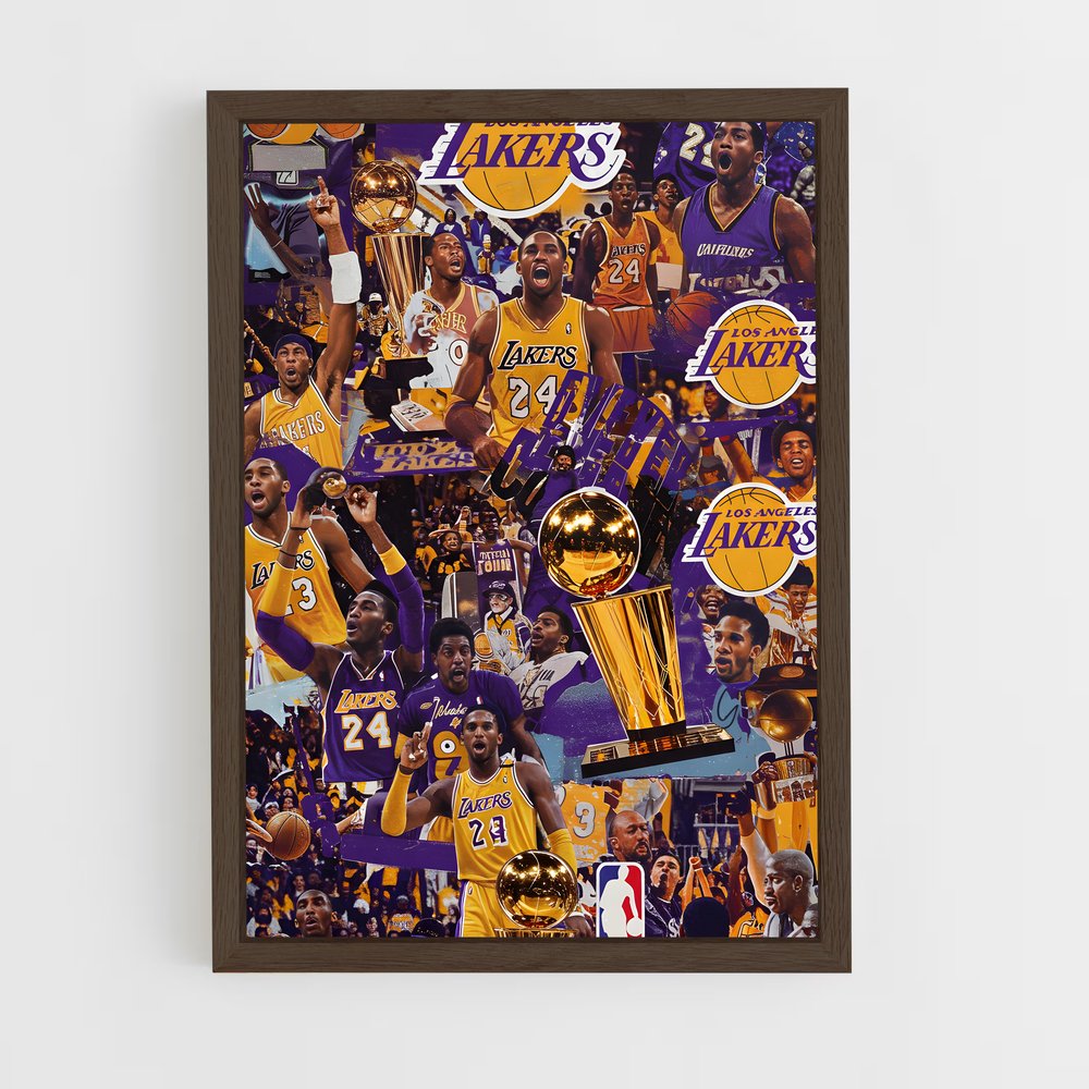 ap-los angeles lakers-6 cadre Bois foncé