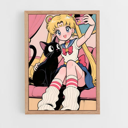 ap-luna sailor moon-5 cadre Bois clair